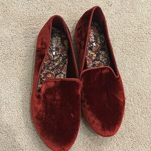 Birdies red velvet flats